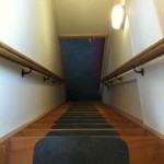 The view down the 70&degree; staircase